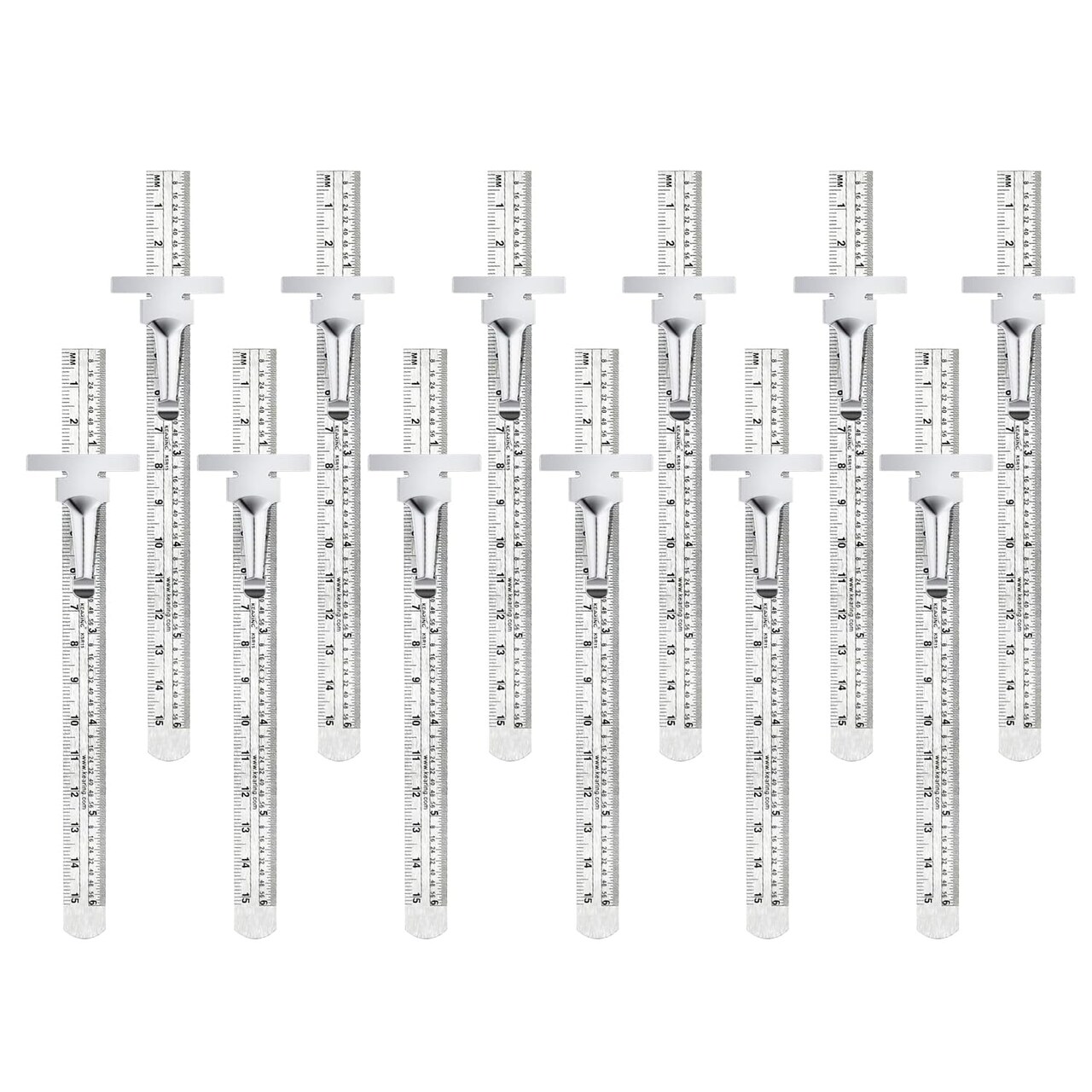 Kearing® 6 Inch/ 15 cm Pocket Ruler Stainless Steel with Detachable Clips – Imperial & Metric Graduations, Perfect for Woodworking, Design, Engineering, and Office Supplies